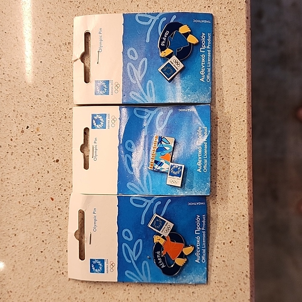 Lot of Three (3) Olympic Pins from 2004 Athens Greece Bid